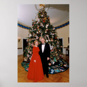 Poster Casa Branca de Natal Bill & Hillary Clinton