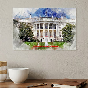 Poster Casa Branca em Washington DC em Watercolor