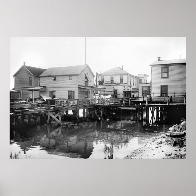 Póster Casa Branca na Baía Jamaica, Nova Iorque, 1910 (Frente)