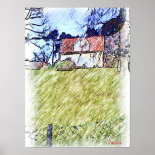 Póster casa branca no monte