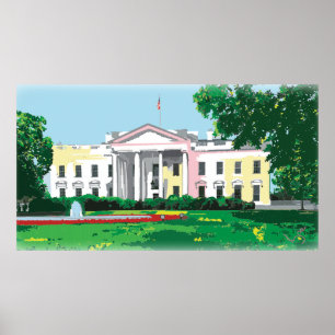 Póster Casa Branca - Pintura digital Washington DC