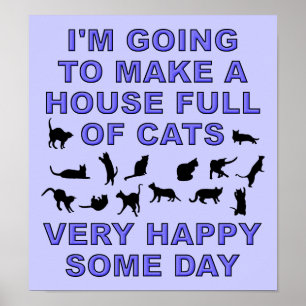 Poster Casa Cheia de Gatos Cartaz Sinal da Mulher Diverti