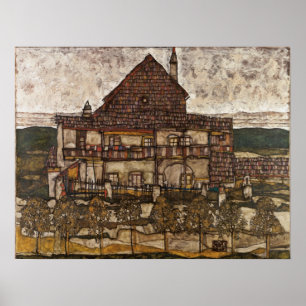 Póster Casa com o telhado da telha por Egon Schiele