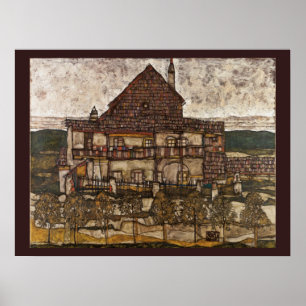 Póster Casa com Telhado de Telhas por Egon Schiele