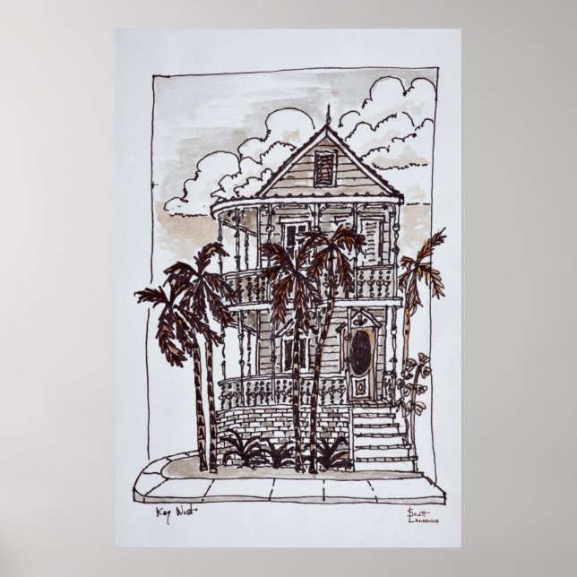 Póster Casa Conch Vitoriana | Key West, Flórida (Frente)