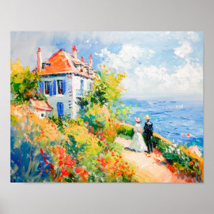 Poster Casa Costeira com Flores Impressionantes