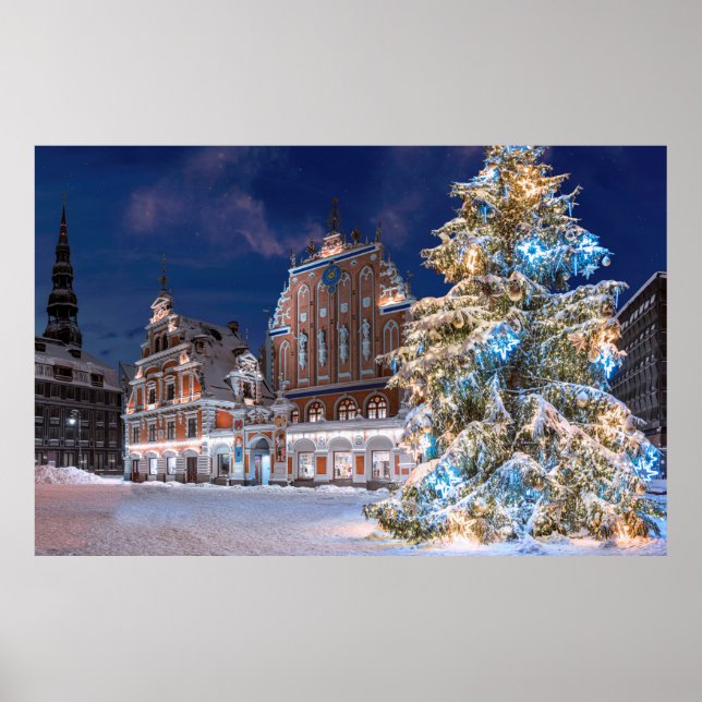 Poster Casa da árvore de Natal e Blackhead em Riga (Frente)