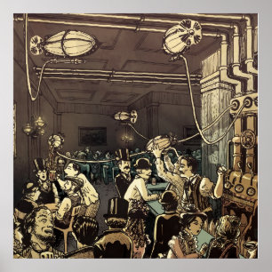 Poster Casa da cerveja inglesa da cidade do vapor