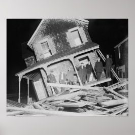 Póster Casa Danificada pela Tempestade, 1914. Foto Antiga