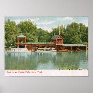 Póster Casa de barco, Central Park, Nova Iorque Vinta