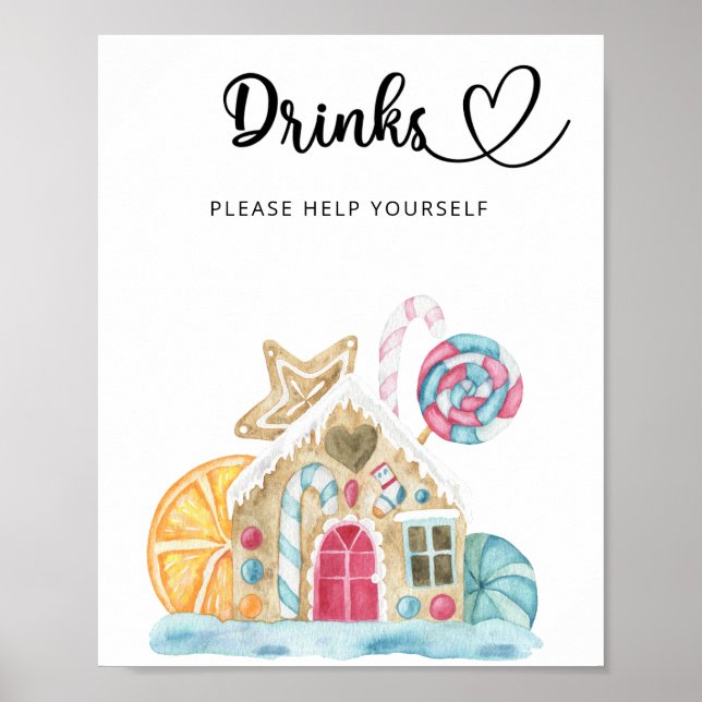 Poster Casa de biscoito de gengibre - Bebidas à vontade   (Frente)