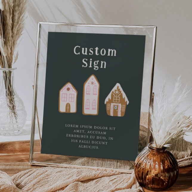 Poster Casa de Biscoito de Gengibre Rosa de Natal Sinal P (Criador carregado)