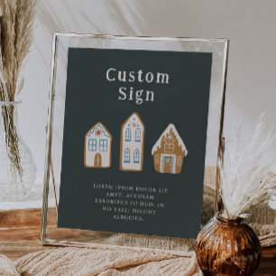 Poster Casa de Biscoito de Natal Azul Personalizada