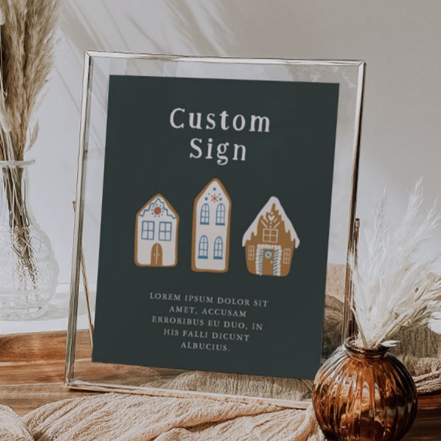 Poster Casa de Biscoito de Natal Azul Personalizada (Criador carregado)