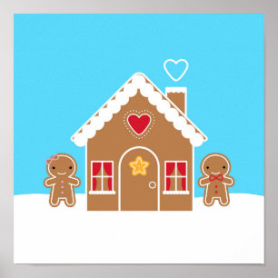 Poster Casa de Biscoitos de Natal de Kawaii