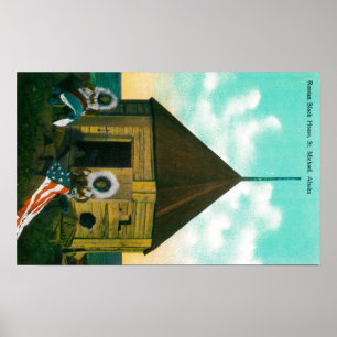 Poster Casa de bloco do russo em St Michael, Alaska
