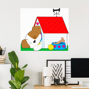 Poster Casa de Cachorro Cachorrinho Dormindo Pet Fofo