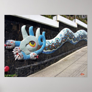 Póster Casa de Diego Rivera da serpente azul mural dos