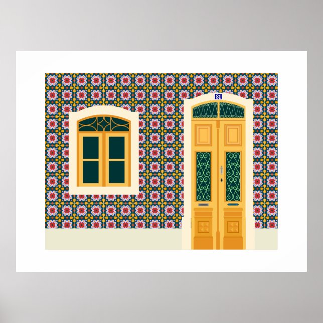 Poster Casa de Lisboa com azulejos (Frente)