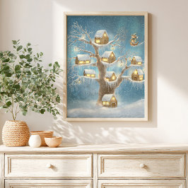 Poster Casa de madeira caprichosa Cartaz infantil de cont