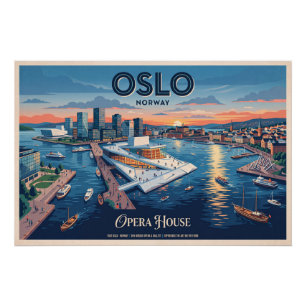 Póster Casa de Ópera de Oslo Cartaz de Viagem Vintage - N