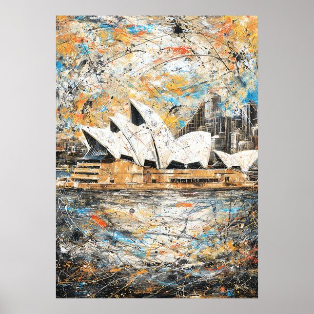 Poster Casa de Ópera de Sydney Pintura Abstrata de Goteja (Frente)