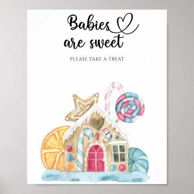 Poster Casa de pão de gengibre - bebês são doces (Frente)
