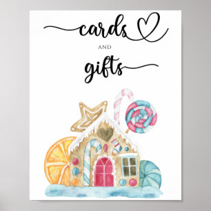 Poster Casa de pão-de-gengibre - cartões e chá de fraldas