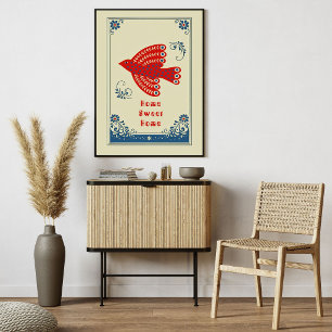 Poster Casa de Pássaros de Arte Popular Estilo Escandinav