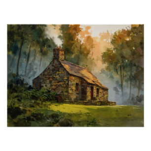 Póster Casa de Pedra da Floresta Encantada Arte