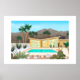 Poster Casa de Piscina Moderno de Meados do Século Grande