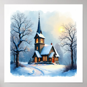 Poster Casa debaixo da neve