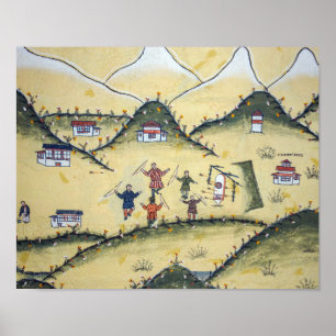 Poster Casa do Butão com quadros de arqueiros - Butão