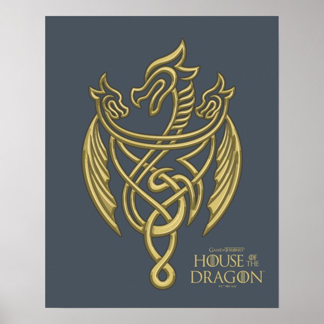 Poster CASA DO DRAGÃO | Ouro Filigree Dragon Crest (Frente)