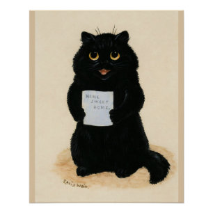 Póster Casa Doce De Louis Wain. Gato Preto