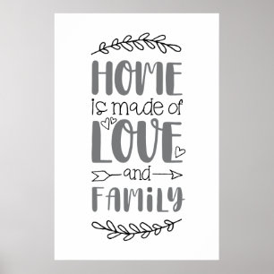 Poster Casa é feita de amor e família, flor de amor