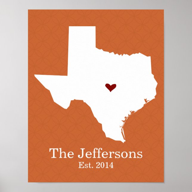 Póster Casa é onde está seu coração - Texas (Frente)