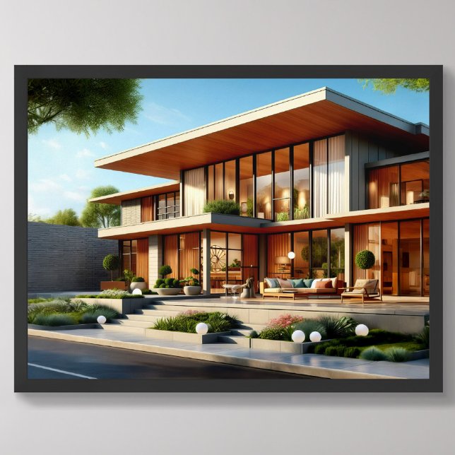 Poster Casa Exterior da Arquitetura Moderna do Século méd (Criador carregado)