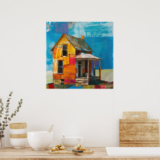 Poster Casa feita de uma colagem de peças e texturas