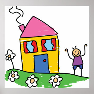 Poster Casa Feliz, Casa Colorida e Figura Fixa