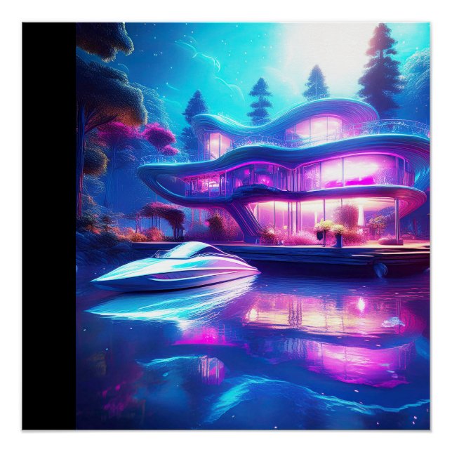 Póster Casa Futurística No Lago (Frente)