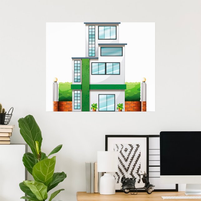 Poster Casa Moderna de Vários Andares Contemporânea (Criador carregado)