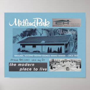 Poster Casa moderna do meio século do vencedor do prêmi