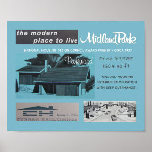 Póster Casa moderna do meio século do vencedor do prêmi