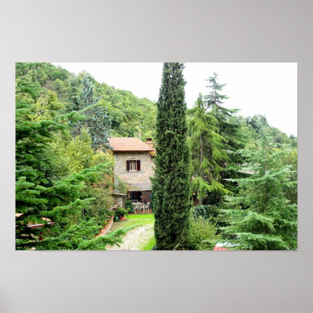 Póster Casa rusticária italiana da tuscana. Toscana. (Frente)