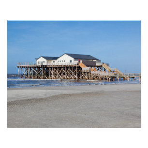 Póster Casa sobre pernas na praia da Rua. Peter Ording