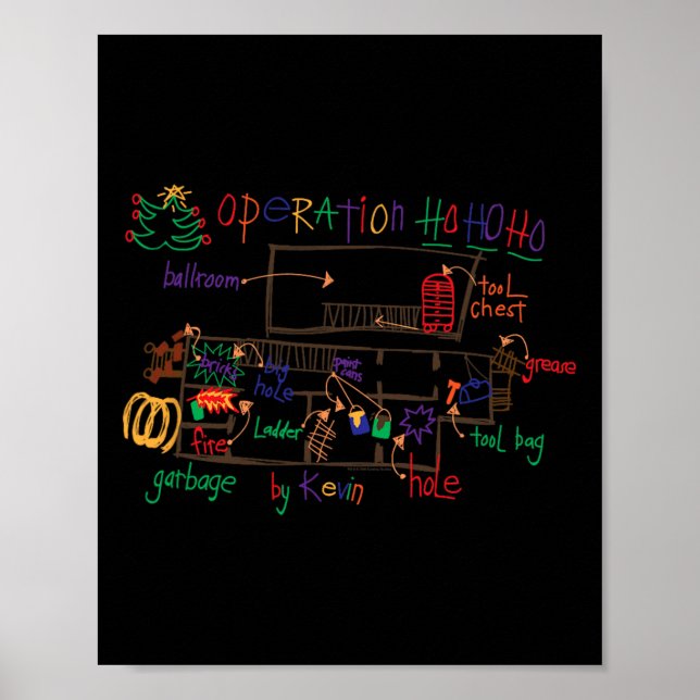 Poster Casa Sozinha 2 Natal Operação de Desenho de Kevin  (Frente)