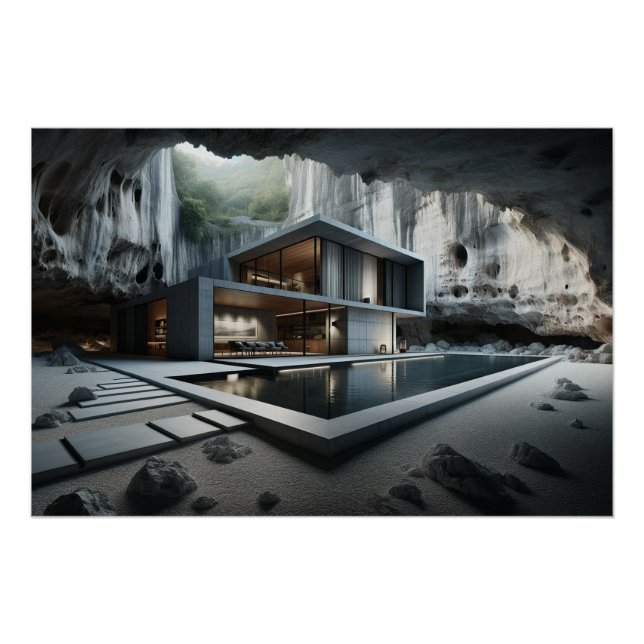 Póster Casa Subterrânea em Caverna (Frente)