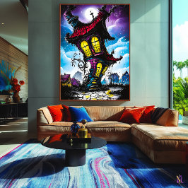 Poster Casa Torcida Assombrada - Arte Fantástica Gótica