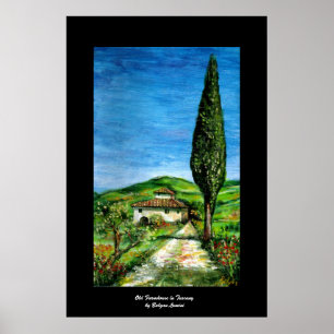 Póster Casa velha da fazenda na paisagem de Chianti - de